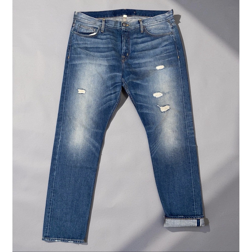 Asbury Park Selvedge Denim Jeans Men's Size 38x33 Distressed Blue Faded